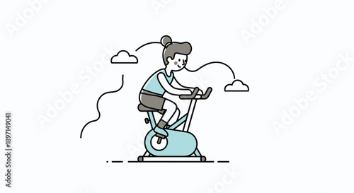 Children Engaging in Indoor Exercise Using Stationary Bike for Kid's Fitness and Playful Activity