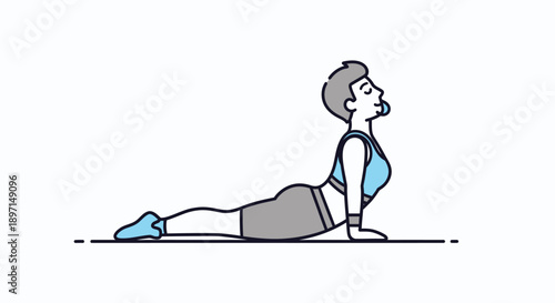 Simplified illustration of a woman performing a yoga cobra pose for spinal and core strength