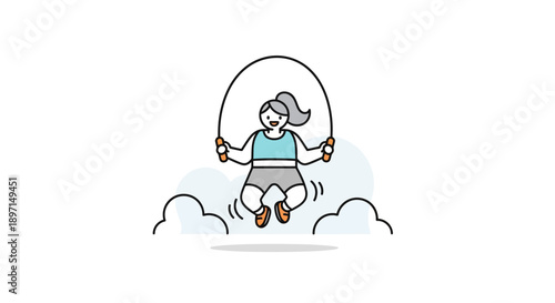Playful girl joyfully swinging on a cloud-filled sky amid fluffy clouds during daytime with a cheerful expression