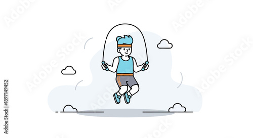 Child enjoying outdoor fun on a sunny day with a jumping rope in a playful setting capturing youthful energy and carefree