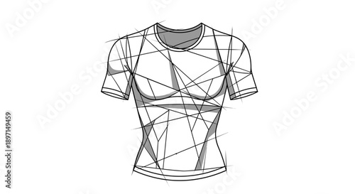 Geometric illustration of a compression top with angular line design, isolated on a white background