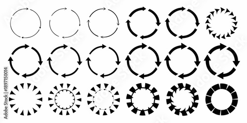 Progress indicators a series of circular loading animations in rows