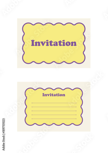 ポストカード「Invitation」パープル＋イエロー