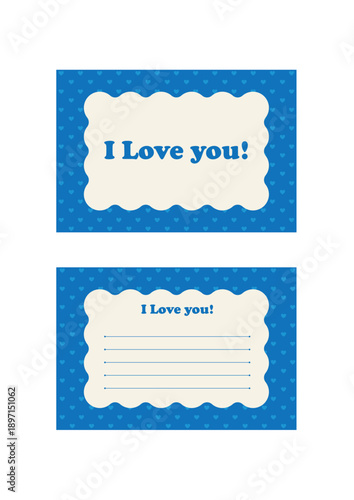 ポストカード　「I Love You !」ブルー