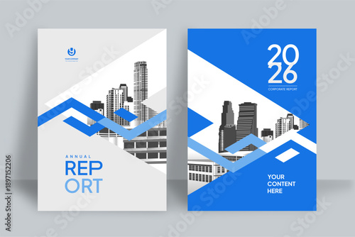 Business Report Cover Template – Blue Geometric Layout (A4)