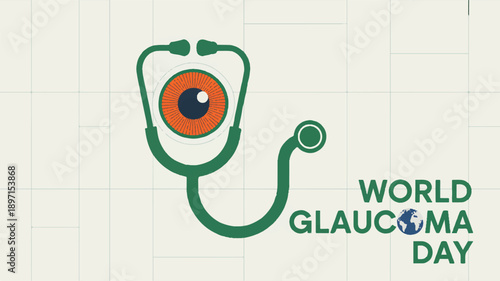 Minimalist vector illustration connecting eye health and medical diagnosis, perfect for global vision care awareness campaigns