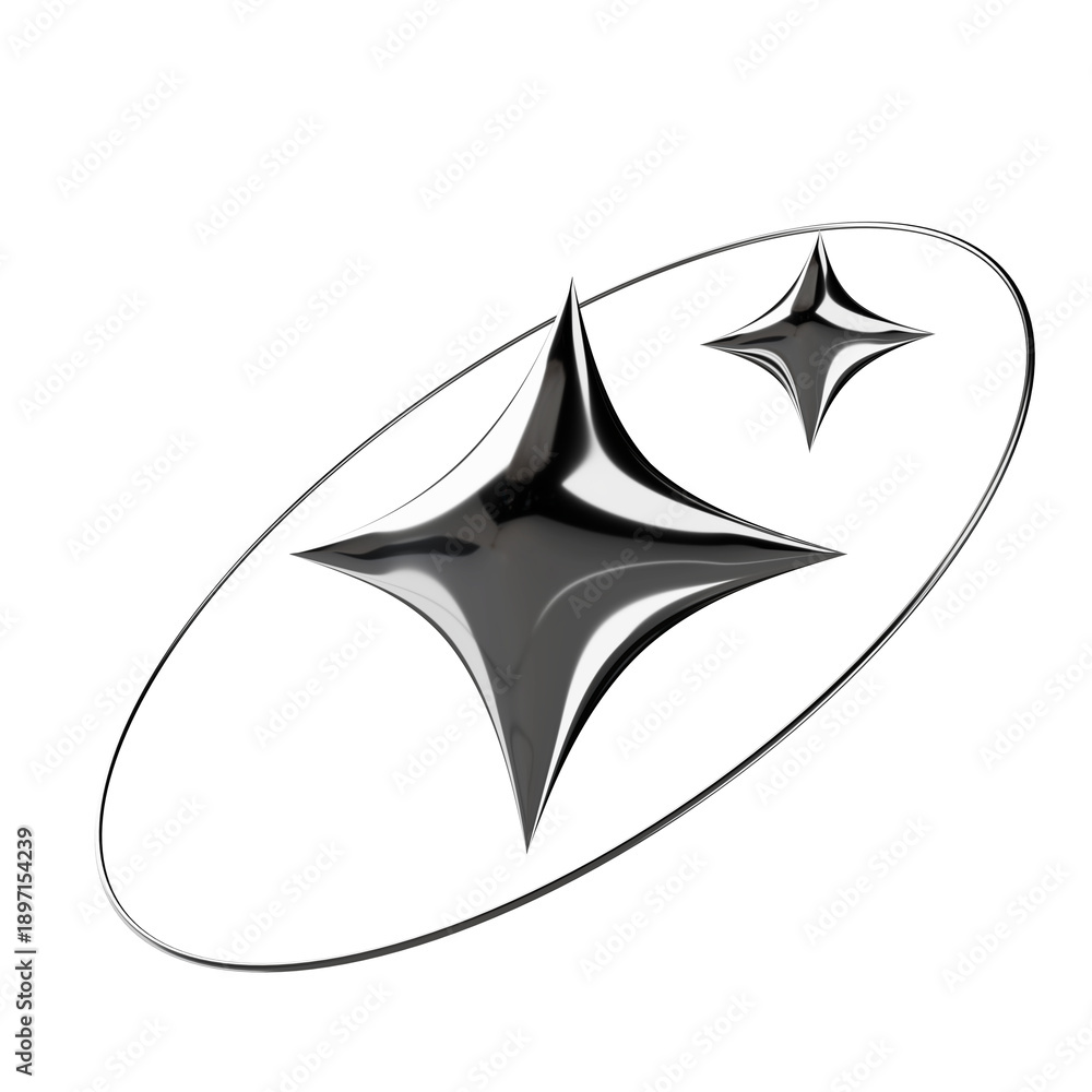 Fototapeta premium Futuristic chrome abstract 3d icon elements 