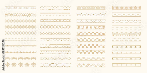 Collection of decorative golden line patterns and ornamental borders