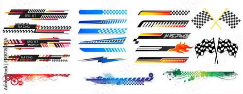 Professional Racing Car Decals and Motorsport Vinyl Graphic Stickers Set