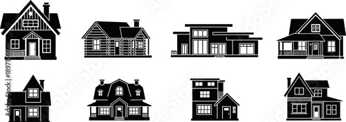 Collection of Black House Silhouettes Various Styles