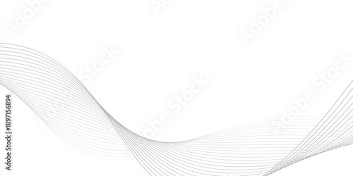 Abstract background with waves for banner. Medium banner size. Vector background with lines. Gray and white color. Interior. Brochure, booklet