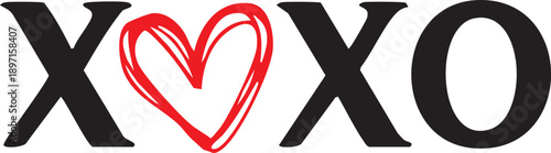 XOXO Pattern, Hugs and Kisses Romantic Expression with a Heart Cute Design Vector.