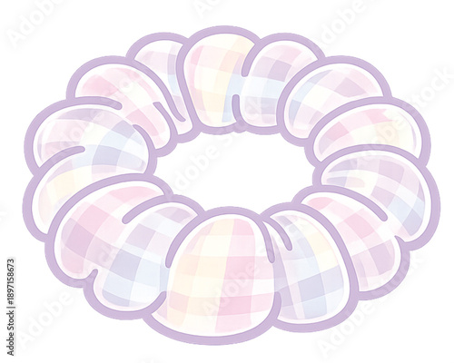 Pastel Plaid Fabric Scrunchie Hair Tie Icon Isolated on Transparent Background