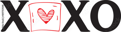  XOXO Pattern, Hugs and Kisses Romantic Expression with a Heart Cute Valentine's Day Design Vector.