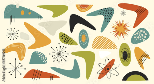 Mid-Century Modern Shapes Vector Illustration
