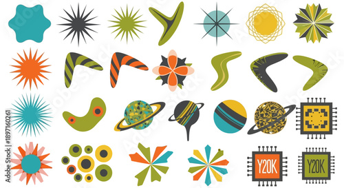 Retro Mid-Century Modern Graphic Elements Set