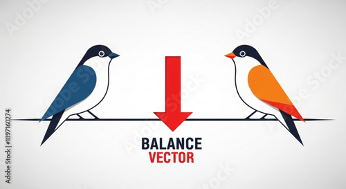 Balance Concept with Birds on Scale Vector Illustration