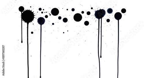 Ink Splatter Drips on White Background