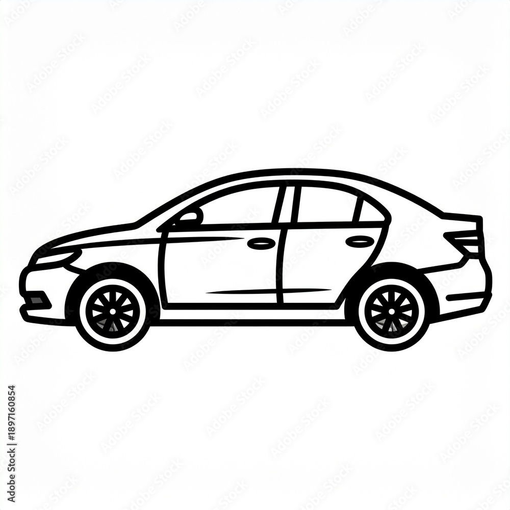 Fototapeta premium Simple vector car and transportation icons representing mobility, travel, delivery, and urban services.
