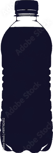 Dark colored liquid in transparent plastic bottle with label space isolated on checkered background vector illustration