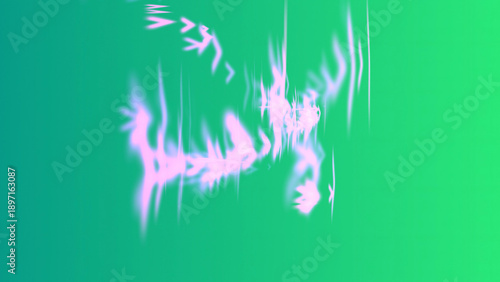 Vibrant green background with dynamic pink abstract patterns