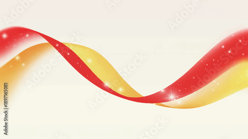 Abstract flowing ribbon with sparkles and light effects, a vibrant and dynamic graphic representing celebration or achievement