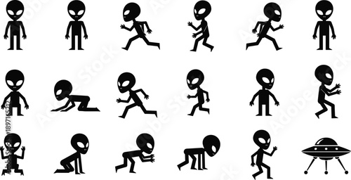 PrintCollection of six diverse young people silhouettes standing in various casual fashion poses wearing hoodies and jackets isolated on white background for design