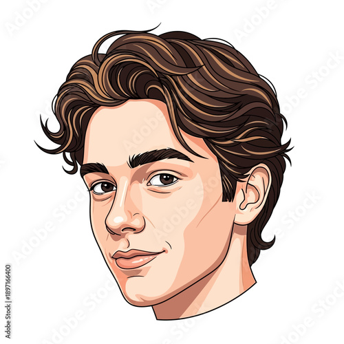 Young mans headshot vector illustration.