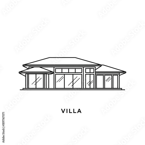 Modern villa with sleek lines and large windows exterior