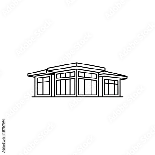 Modern house with large windows and minimalist design