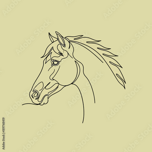 Elegant Horse Head Line Art Illustration.