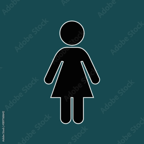 Female symbol icon on a dark background.