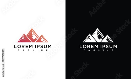 Mountain Film Production Logo Design - Adventure Cinema  Video Studio Branding.
