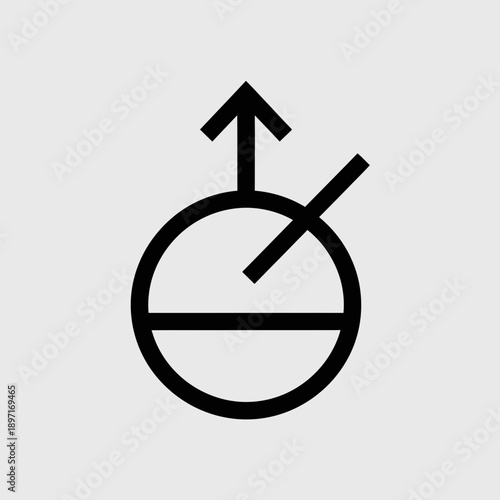 Simple black and white icon of a clock with an upward arrow symbolizing time progression or an alarm.