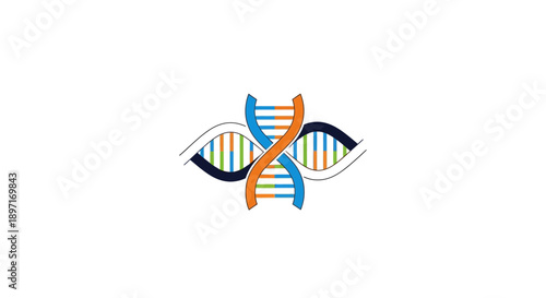 Colorful DNA Double Helix Structure Icon for Genetics and Biotechnology Research on Isolated White Background