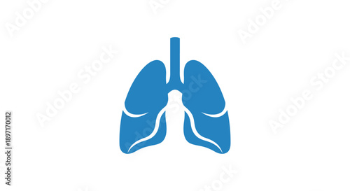 Human Lungs Organ Icon, Respiratory System and Lung Health, isolated white background.