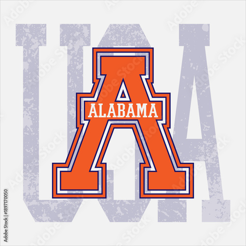 Retro typography university united states state vintage slogan print, 
highlighted grunge texture for graphic t-shirt or sweatshirt hoodie - Vector