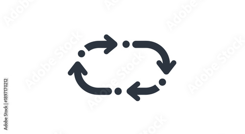 Circular Recycling Arrows Refresh Symbol Icon on Isolated White Background