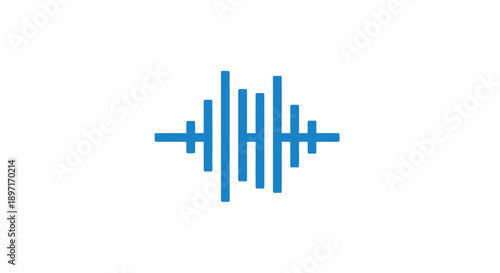 Abstract Blue Sound Wave Equalizer Bars Icon on Isolated White Background