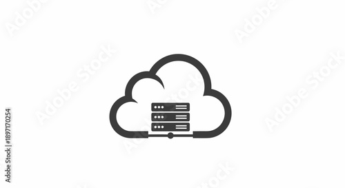 Cloud Storage Data Center Server Infrastructure Icon, isolated white background.