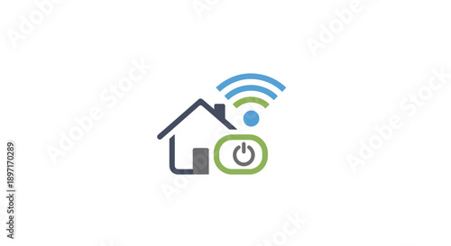 Smart Home Automation Control System Icon with Wifi and Security, isolated white background.