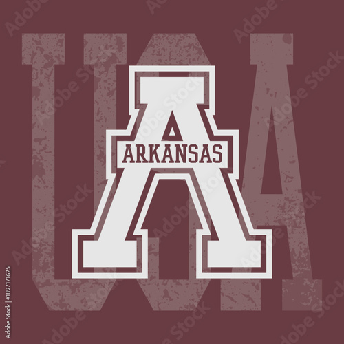Retro typography university united states state vintage slogan print, 
highlighted grunge texture for graphic t-shirt or sweatshirt hoodie - Vector