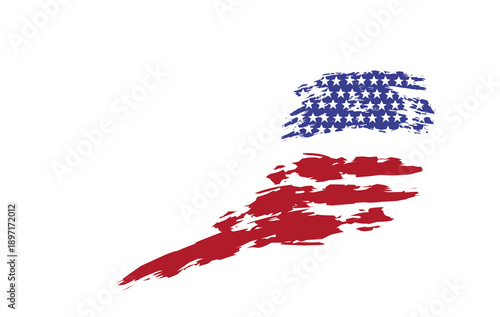 Foto Abstract brush stroke illustration of the United States flag in red, white, and blue