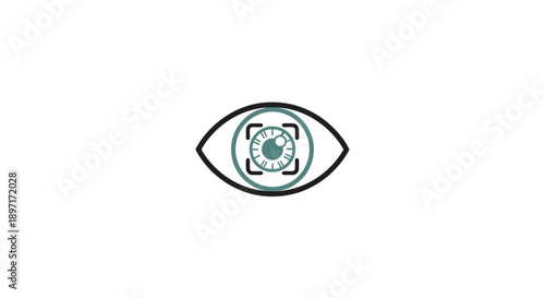 Digital Eye Scan Icon for Biometric Identification and Security on Isolated White Background.