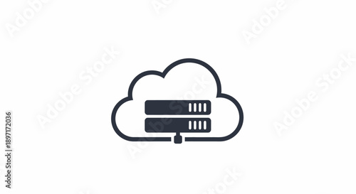 Cloud Hosting Server Data Storage Infrastructure Icon on Isolated White Background