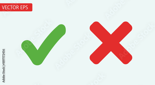 Green checkmark and red cross symbolizing approval and rejection.