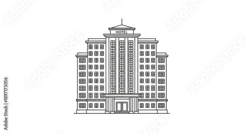 Detailed architectural illustration of a modern office building.