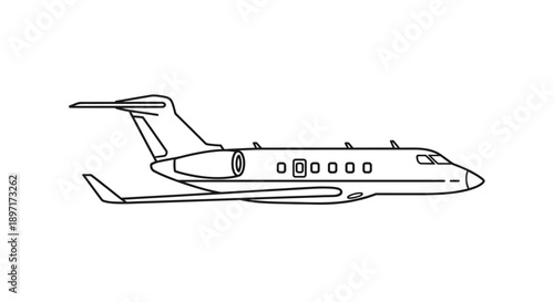 Simple line drawing of a private jet aircraft.