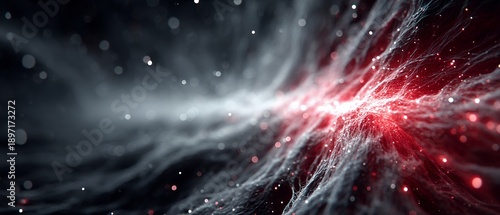 abstract electrospinning array with red glow