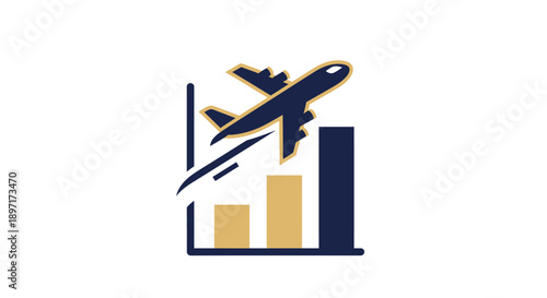 Aviation Industry Growth Chart with Airplane.